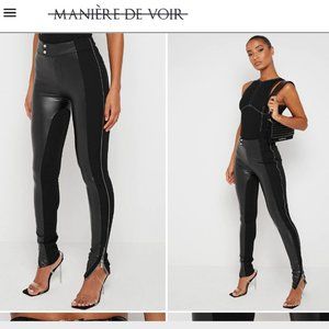 Split Vegan Leather Leggings